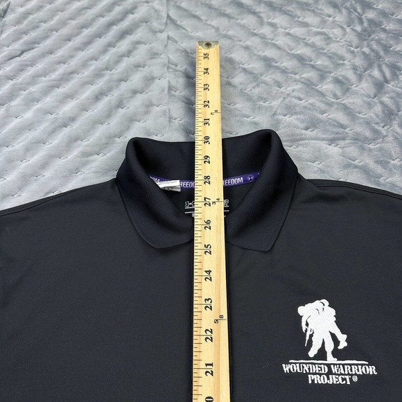Under Armour Polo Shirt Mens Small Black Wounded Warrior Project Heat Gear Golf - Picture 6 of 11